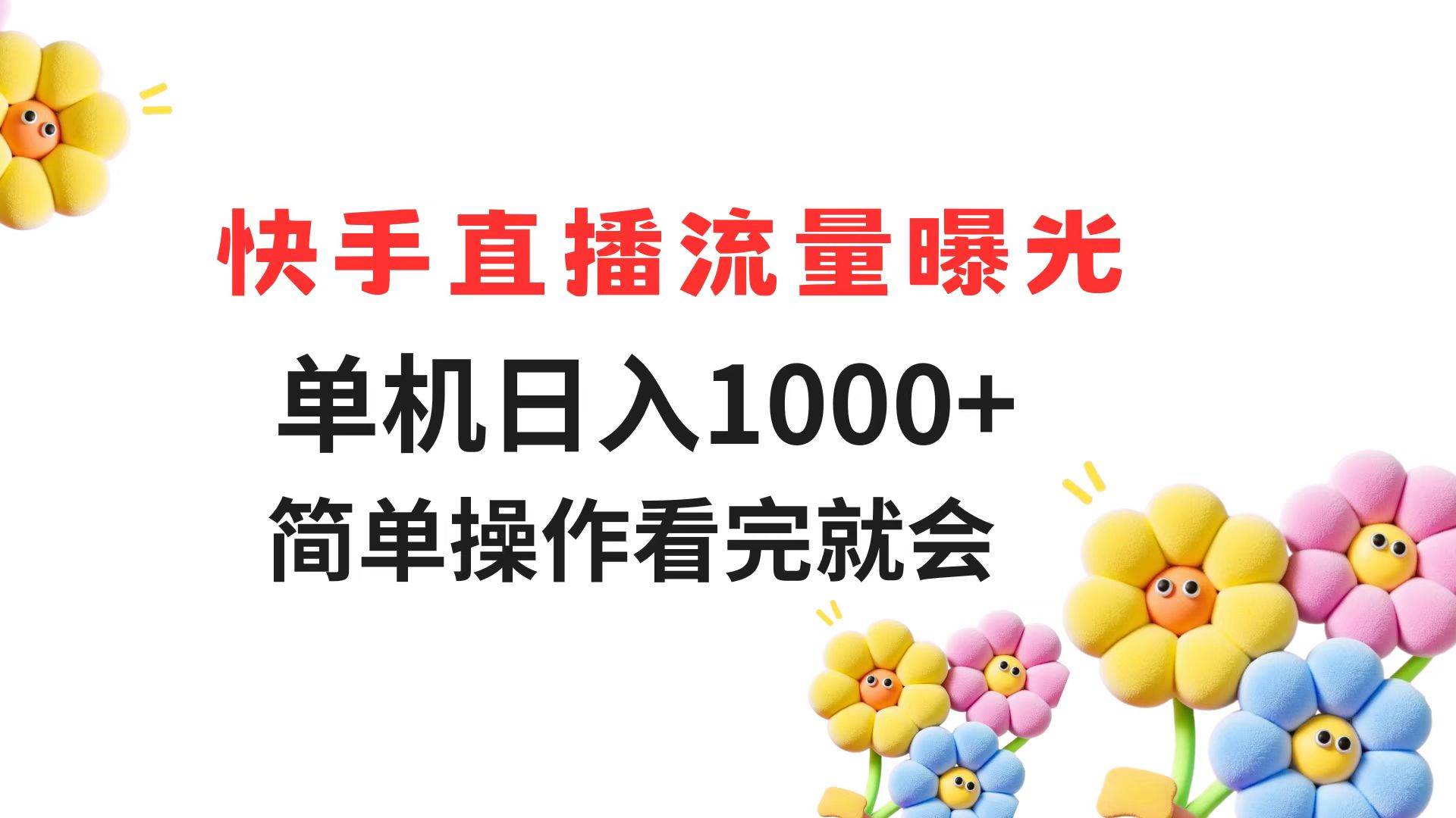 （14931期）快手直播流量曝光 单机日入1000+ 简单操作 看完就会-涵知项目站