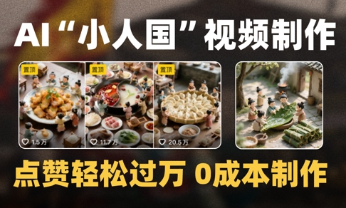 爆款1000W+播放微缩景观迷你小人国AI视频0成本制作全流程教学-涵知项目站