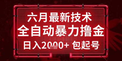 六月最新技术全自动暴力撸金，稳定日入2k+包起号，长期稳定【揭秘】-涵知项目站