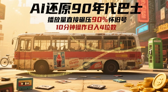 AI还原90年代巴士，一帧就让70后泪崩，播放量直接碾压90%怀旧号，每天操作十分钟，日入四位数-涵知项目站