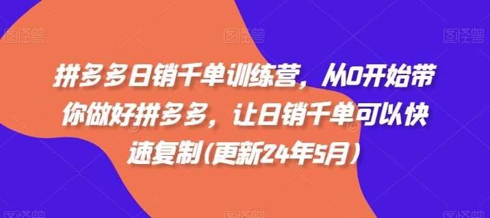 拼多多日销千单训练营，从0开始带你做好拼多多，让日销千单可以快速复制(更新24年12月)-涵知项目站