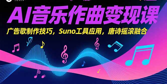 AI音乐作曲变现课，广告歌制作技巧，Suno工具应用，唐诗摇滚融合-涵知项目站