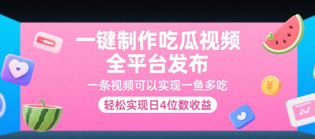 一键制作吃瓜视频，全平台发布，一条视频可以实现一鱼多吃，轻松实现日4位数收益【揭秘】-涵知项目站