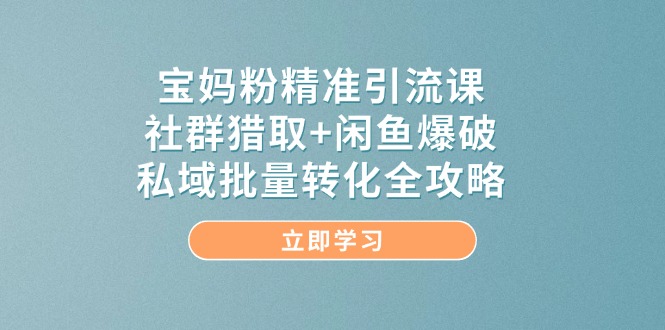 （14820期）宝妈粉精准引流课，社群猎取+闲鱼爆破，私域批量转化全攻略-涵知项目站