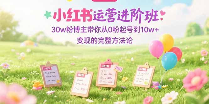 小红书运营进阶班：30w粉博主带你从0粉起号到10w+变现的完整方法论-涵知项目站