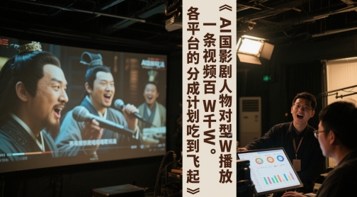AI三国影视剧人物对口型唱歌玩法，一条视频百W千W播放，各平台的分成计划吃到飞起-涵知项目站
