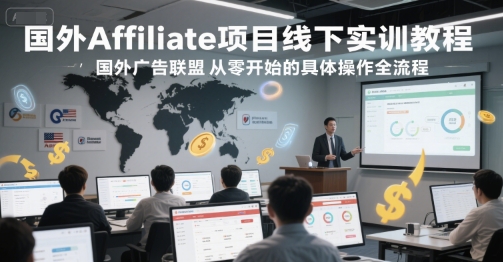 国外Affiliate项目线下实训教程，国外广告联盟从零开始的具体操作全流程-涵知项目站