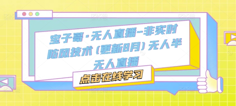 宝子哥·无人直播-非实时防风技术(更新25年6月)无人半无人直播-涵知项目站