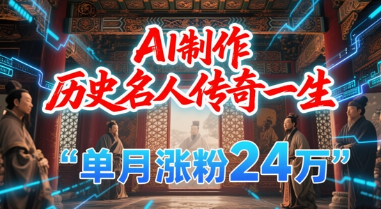 暴力起号！用AI制作历史名人传奇一生，单月涨粉24W，涨粉+变现赛道黑马来了-涵知项目站