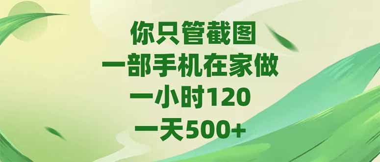（15039期）你只管截图，一部手机在家做，一小时120，-天500+-涵知项目站