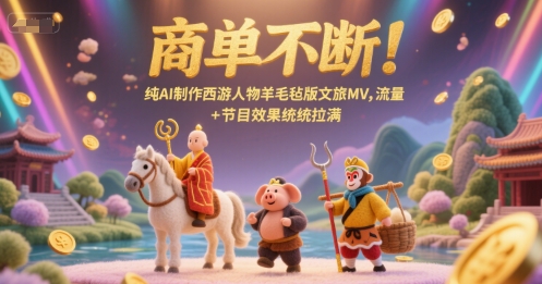 商单不断！纯AI制作西游人物羊毛毡版文旅MV，流量+节目效果统统拉满-涵知项目站