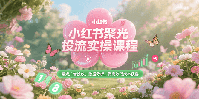 小红书聚光投流实操课程，聚光广告投放、数据分析、做高效低成本获客-涵知项目站
