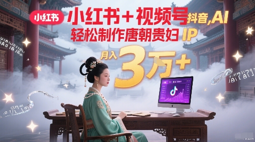 小红书+视频号+抖音，AI轻松制作唐朝贵妇IP，每天30分钟，轻松产出N条，月入3W+-涵知项目站