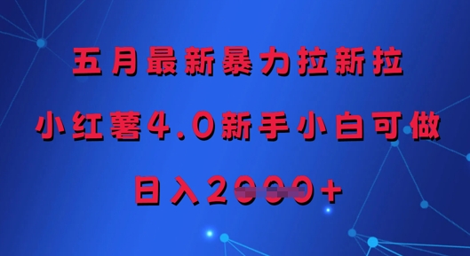 五月最新暴力拉新拉，小红薯4.0新手小白可做，日入多张-涵知项目站