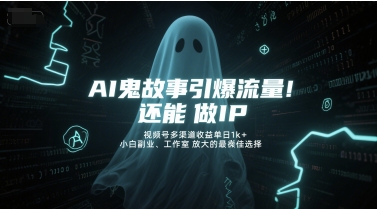 AI鬼故事引爆流量，还能做IP，视频号多渠道收益单日1k+，小白副业、工作室放大的最佳选择-涵知项目站