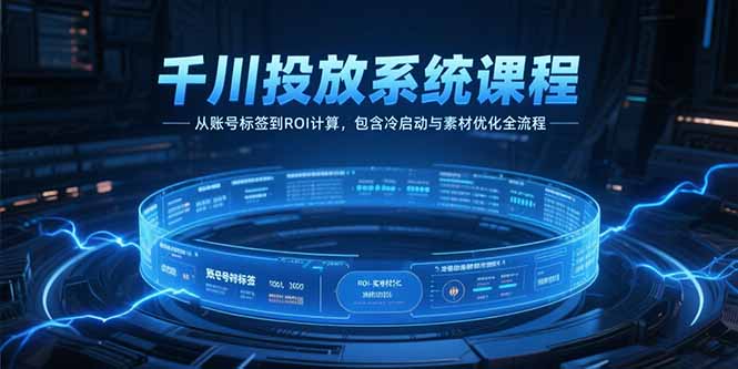 千川投放系统课程，从账号标签到ROI计算，包含冷启动与素材优化全流程-涵知项目站
