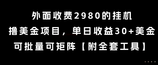 外面收费2980的挂G撸美金项目，单日收益30+美金，可批量可矩阵【揭秘】-涵知项目站
