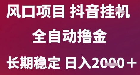 风口项目，六月最新玩法抖音无人挂G，全自动撸金，长期稳定 日入2k+【揭秘】-涵知项目站