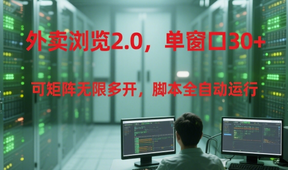 外卖浏览2.0，单窗口30+可矩阵无限多开，脚本全自动运行【揭秘】-涵知项目站