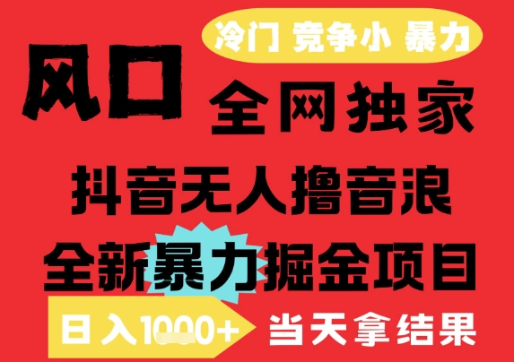 25年6月高爆抖音无人直播最新撸音浪掘金项目，解放双手小白可做，无脑日入1k+，门槛低【揭秘】-涵知项目站