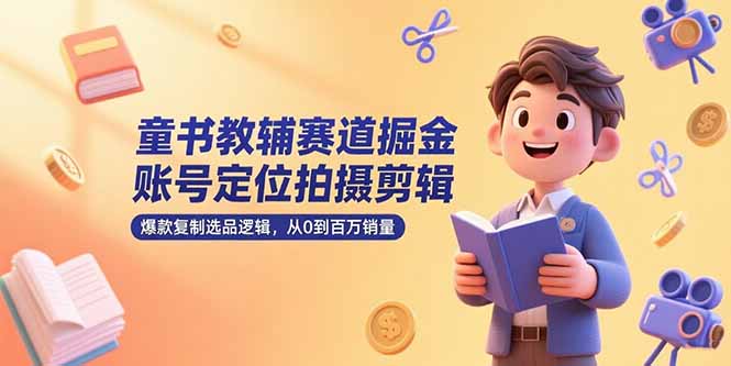 童书教辅赛道掘金，账号定位拍摄剪辑，爆款复制选品逻辑，从0到百万销量-涵知项目站