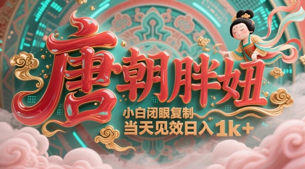 用AI克隆“唐朝胖妞”日更3条，平台疯狂推流，小白闭眼复制，当天见效，日入1k+-涵知项目站
