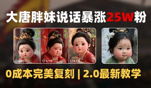 AI大唐胖贵妃说话2.0，40条视频暴涨40w粉，附独家变现攻略-涵知项目站