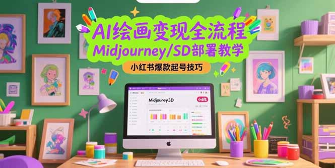 AI绘画变现全流程，Midjourney/SD部署教学，小红书爆款起号技巧-涵知项目站