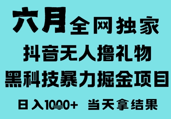 25年6月高爆抖音无人直播最新撸音浪掘金项目，门槛低小白可做，无脑日入1k，可矩阵放大【揭秘】-涵知项目站