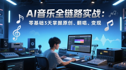 AI音乐全链路实战变现课：零基础3天掌握原创、翻唱、变现-涵知项目站