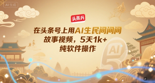 在头条号上用AI生民间故事视频，5天1k+，纯软件操作-涵知项目站