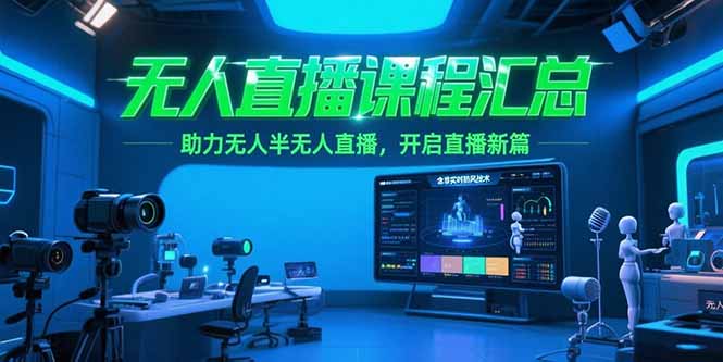 无人直播课程汇总，含非实时防风技术，助力无人半无人直播，开启直播新篇-涵知项目站