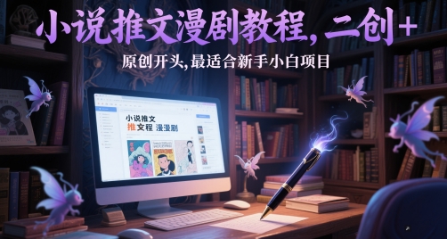 小说推文漫剧教程，二创+原创开头，最适合新手小白项目-涵知项目站