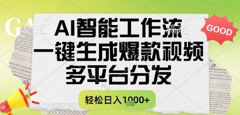 AI智能工作流，一键生成书单号爆款视频，多平台分发，每日收益多张【揭秘】-涵知项目站