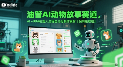 油管AI动物故事赛道，AI+RPA机器人流程自动化制作素材【保姆级教程】-涵知项目站