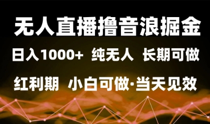 无人直播撸音浪掘金，日入1k+，纯无人红利期，小白可做，当天见效【揭秘】-涵知项目站