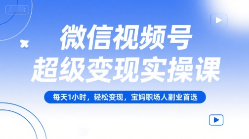 微信视频号超级变现实操课，每天1小时，轻松变现，宝妈职场人副业首选-涵知项目站