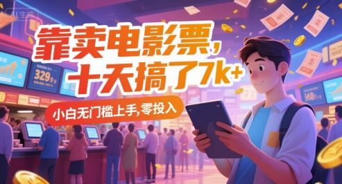 靠卖电影票，十天搞了7k+，小白无门槛上手，零投入【揭秘】-涵知项目站