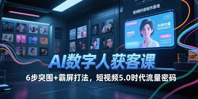 AI数字人获客课，6步突围+霸屏打法，短视频5.0时代流量密码-涵知项目站