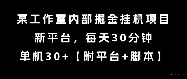 某工作室内部掘金挂G项目，新平台，每天30分钟，单机30+【揭秘】-涵知项目站