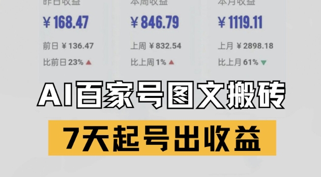 百家号搬砖新玩法，AI一键仿写爆文，7天起号出收益-涵知项目站