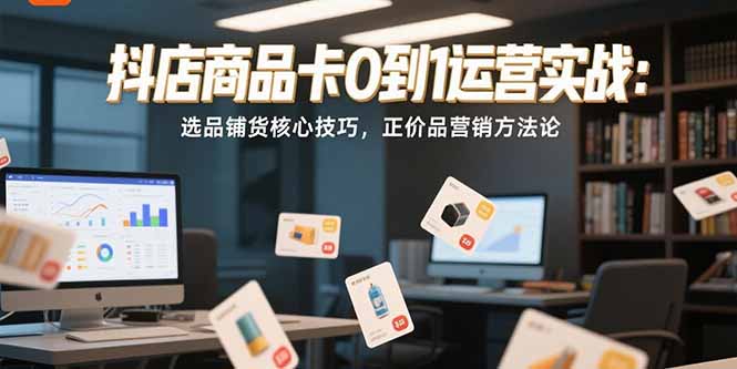 抖店商品卡0到1运营实战：选品铺货核心技巧，正价品营销方法论-涵知项目站