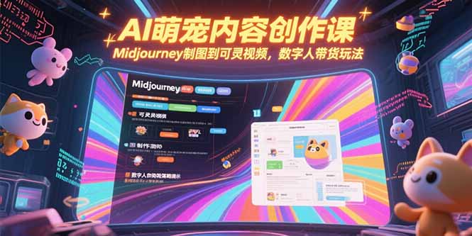 AI萌宠内容创作课，Midjourney制图到可灵视频，数字人带货玩法-涵知项目站
