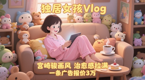 单个账号涨粉71W！用AI制作独居女孩Vlog，宫崎骏画风，治愈感拉满，一条广告报价3W-涵知项目站