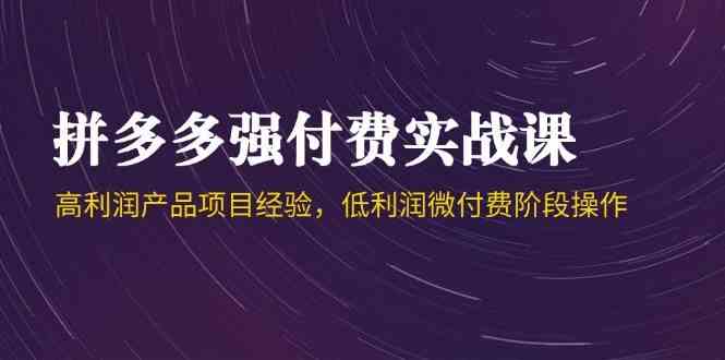拼多多强付费实战课-44期，高利润产品项目经验，低利润微付费阶段操作-涵知项目站