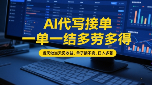 AI代写接单，一单一结多劳多得，当天做当天见收益，单子接不完，日入多张【全网最全实操课程】-涵知项目站