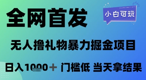 全网首发，无人直播撸礼物暴力掘金项目，小白可玩，日入1k+ 门槛低，当天拿结果【揭秘】-涵知项目站
