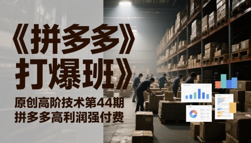 《拼多多打爆班》原创高阶技术第44期，拼多多高利润强付费-涵知项目站