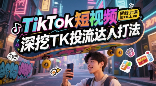 TikTok短视频带货线上课，深挖TK投流达人打法-涵知项目站