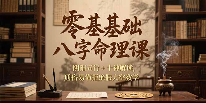 零基础八字命理课，阴阳五行+十神解读，通俗易懂拒绝假大空教学-涵知项目站